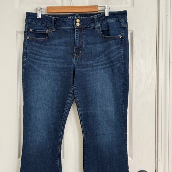 American Eagle Artist Flare Jeans Womens 18 Short Blue Stretch Boho Classic - Picture 3 of 15